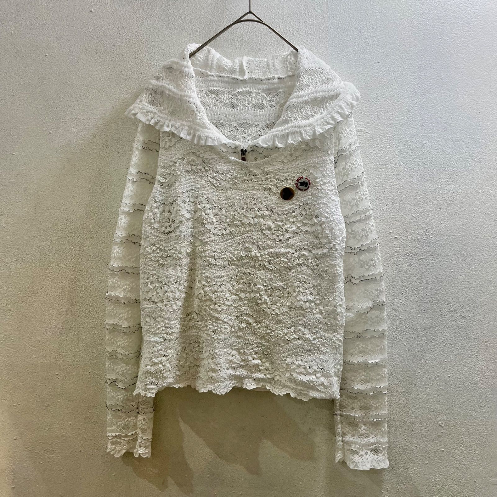 USA 00s ヴィンテージ レース ブラウス シアー セット 2枚 トップス ノースリーブ フーディー タンクトップ トップス Vintage 希少 レア I140