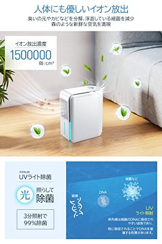 除湿機 小型 【除湿・加湿・空気清浄 一台3役】 除加湿空気清浄機 強力 湿度設定 マイナスイオン機能 タイマー付き ペルチェ式 除湿器 1L大容量タンク UV除菌ライト 除湿乾燥 部屋干し 湿気対策 梅雨対策 花粉対策 20畳 狭所向け コ f882d01d
