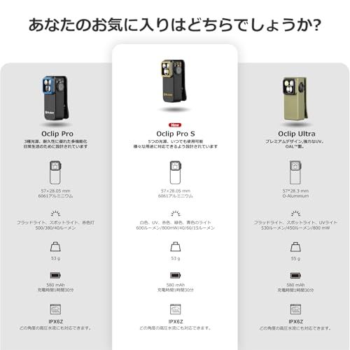 OLIGHT(オーライト) Oclip Pro S ledライト クリップライト ランニング 懐中電灯 小型 5つの光源 600ルーメン 軽量 USB-C充電式 アウトドア 登山 犬散歩 ウォーキング ハイキング 点検 レジン用 ペットの尿検 f390fbb8
