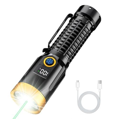 懐中電灯 超高輝度8000ルーメン 超遠距離照射2000m Type-C充電式/電池式 緑色光線インジケータ 強力ハンディライト 7モード調光 IPX67防水 コンパクト 防災 登山 夜釣り キャンプ 地震停電対策 クリスマスプレゼントmi d7eb4b67