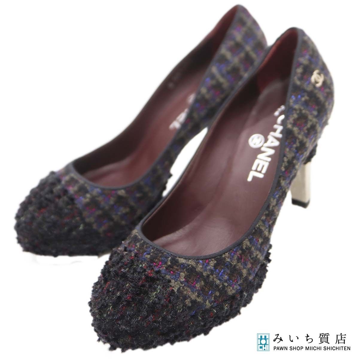 CHANEL シャネル ヒール パンプス A G27495 ツイード 36 1/2 ブラック