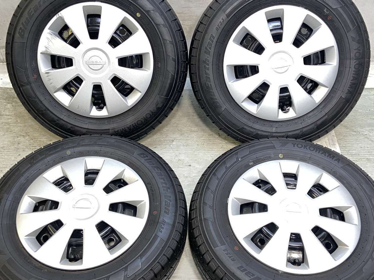 145/80R12 80/78LT ヨコハマ ブルーアースVAN RY55 日産純正 12x4.0 100-4穴 中古タイヤ サマータイヤ ホイールセット 4本セット s12260422025