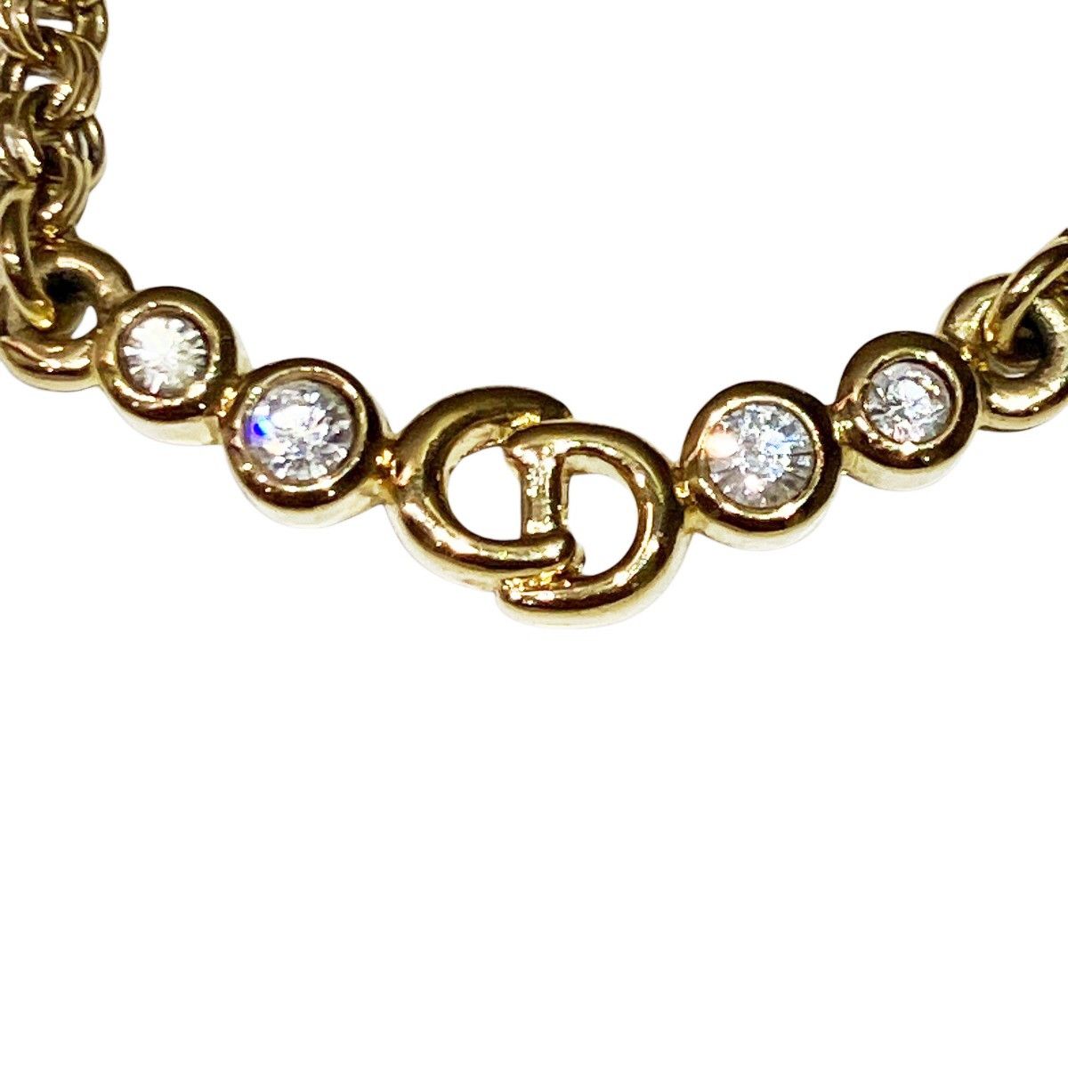 クリスチャンディオール Christian Dior ネックレス　アクセサリー 総重量約11.4g 約43.5cm GP ラインストーン