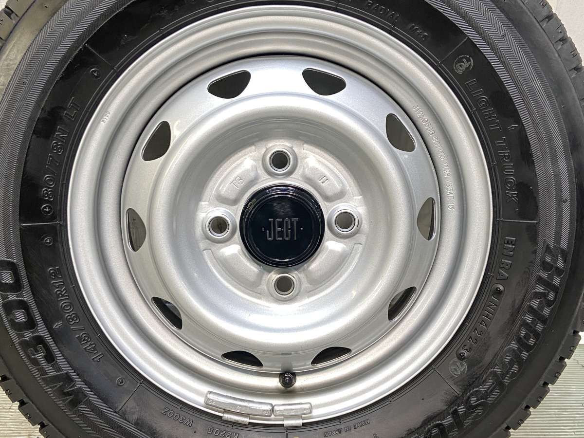 145/80R12 80/78LT ブリヂストン W300 JECT T3 12x3.5 100-4穴 中古 