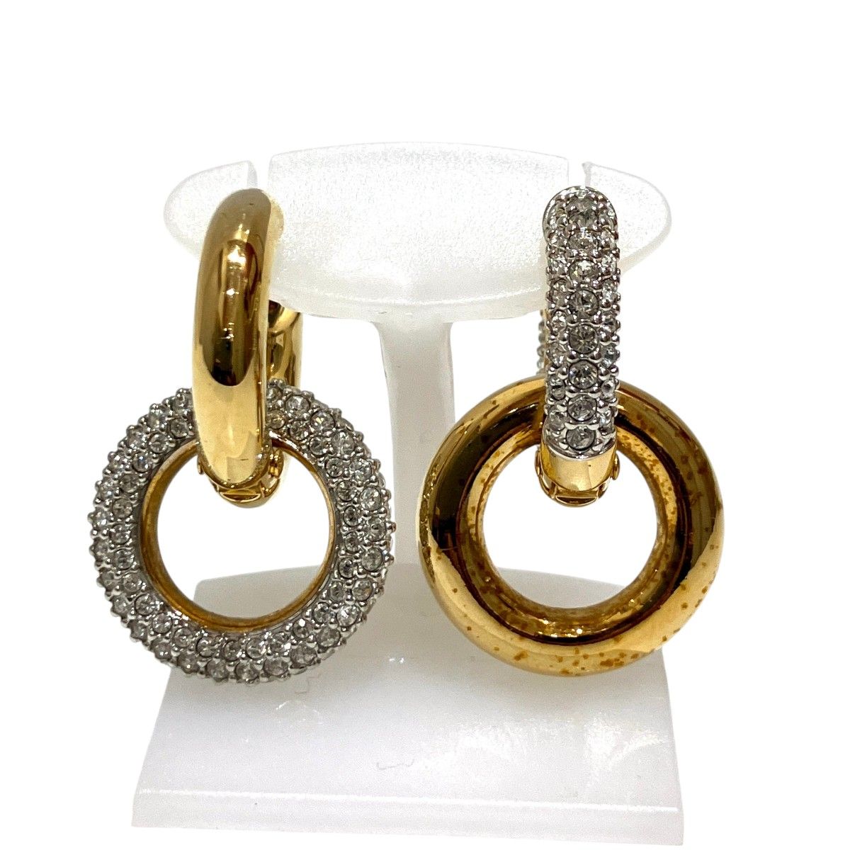 スワロフスキー SWAROVSKI アシンメトリー フープピアス ピアス　アクセサリー 総重量約13.8g 合金