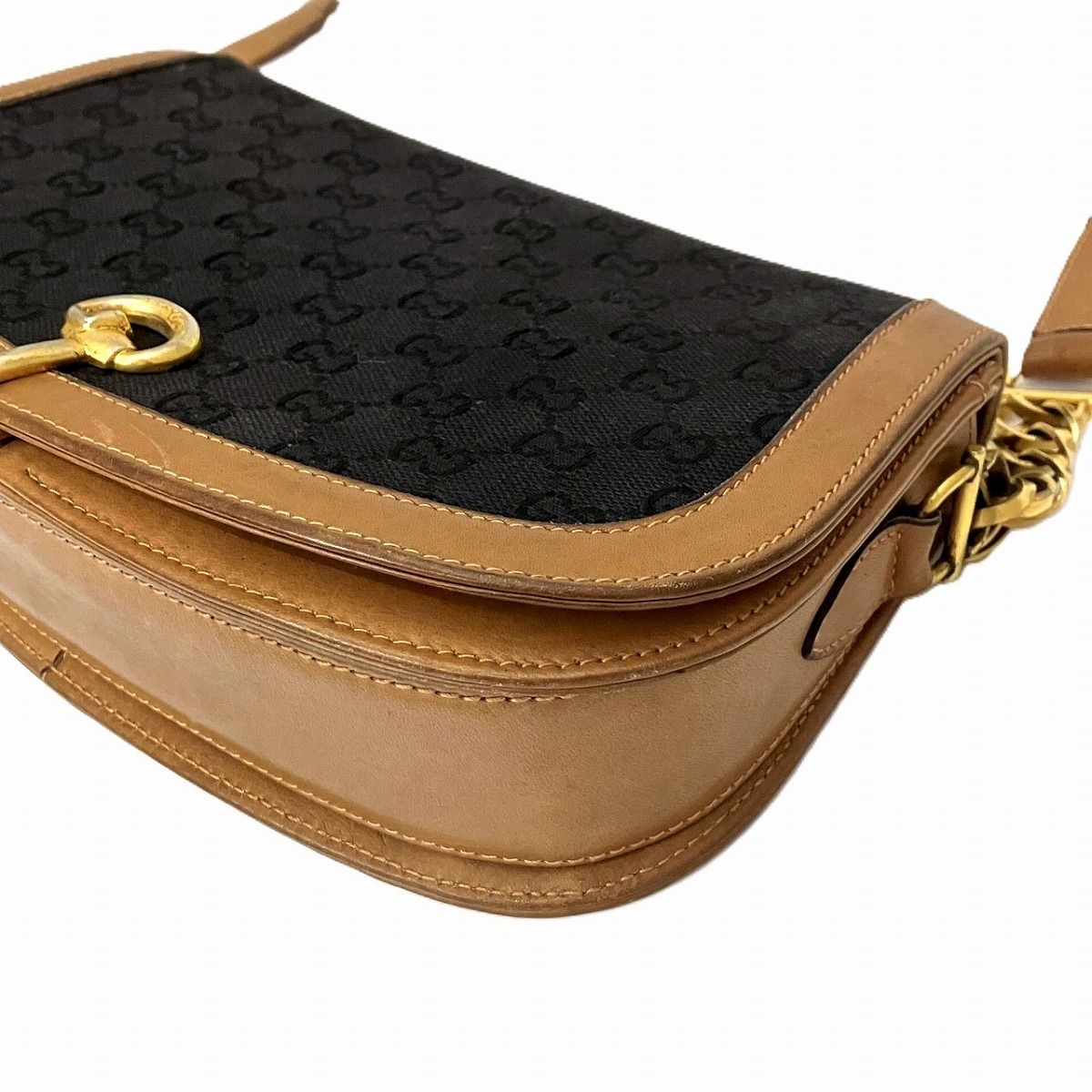 グッチ GUCCI ホースビット GG ショルダーバッグ キャンバス レザー
