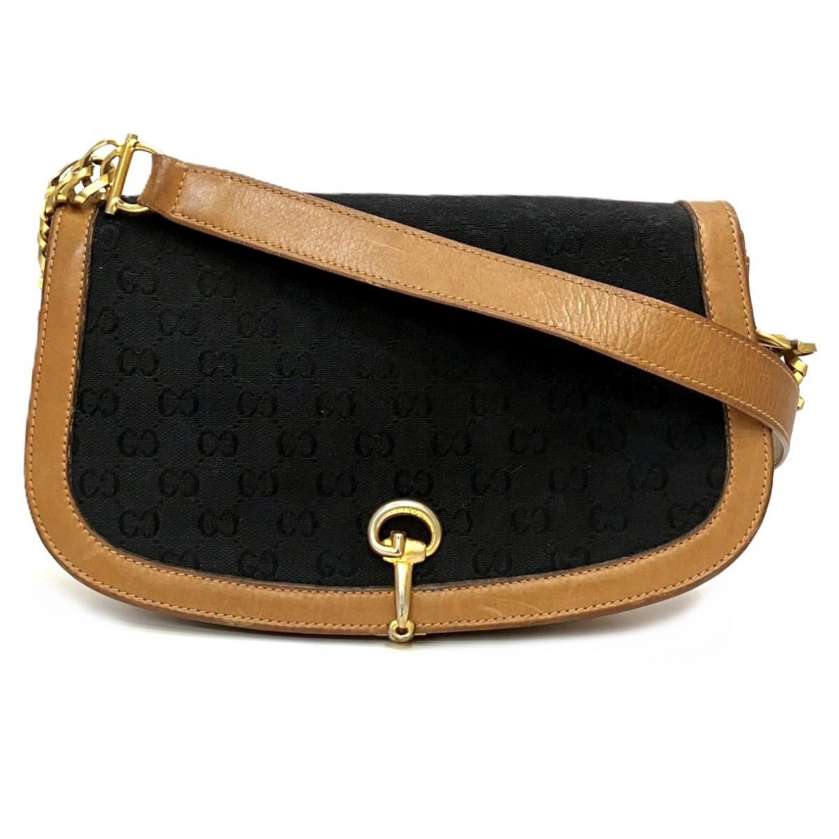 グッチ GUCCI ホースビット GG ショルダーバッグ キャンバス レザー