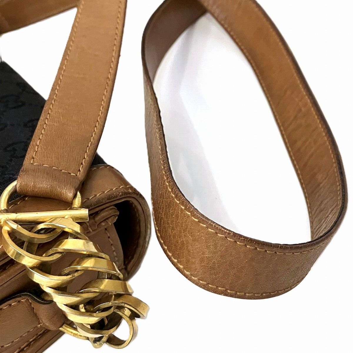 グッチ GUCCI ホースビット GG ショルダーバッグ キャンバス レザー