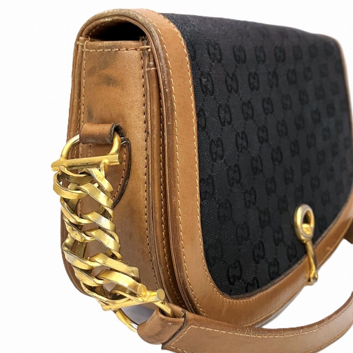 グッチ GUCCI ホースビット GG ショルダーバッグ キャンバス レザー