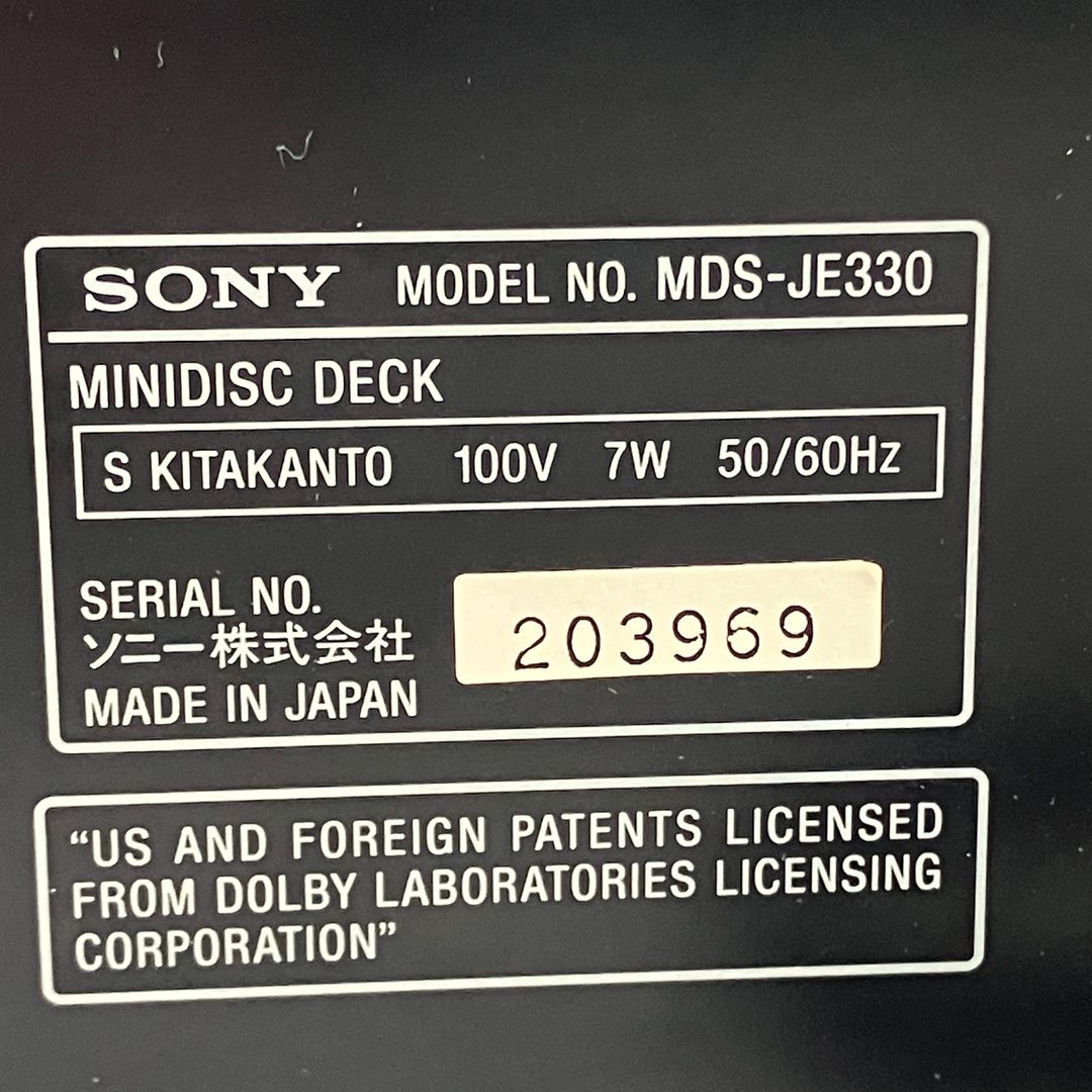 SONY MDS-JE330 MDデッキ MDレコーダー ソニー ミニディスクデッキ