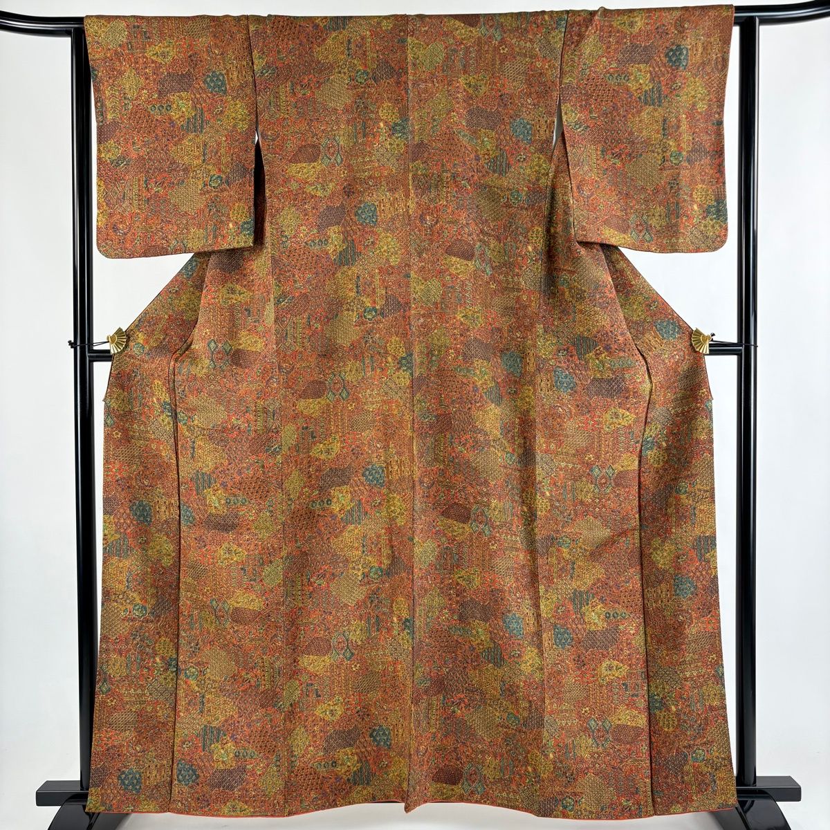 在庫一掃】 【美品】 小紋 身丈162cm 裄丈63.5cm S 袷 更勝 落款 草花