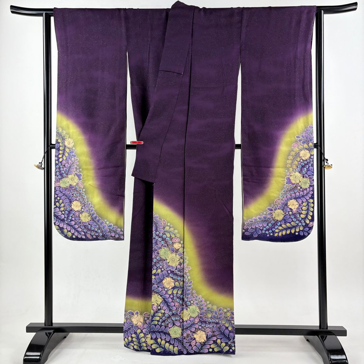 在庫一掃】 振袖 身丈163.5cm 裄丈68cm L 袷 翠山工房 落款 辻が花 銀