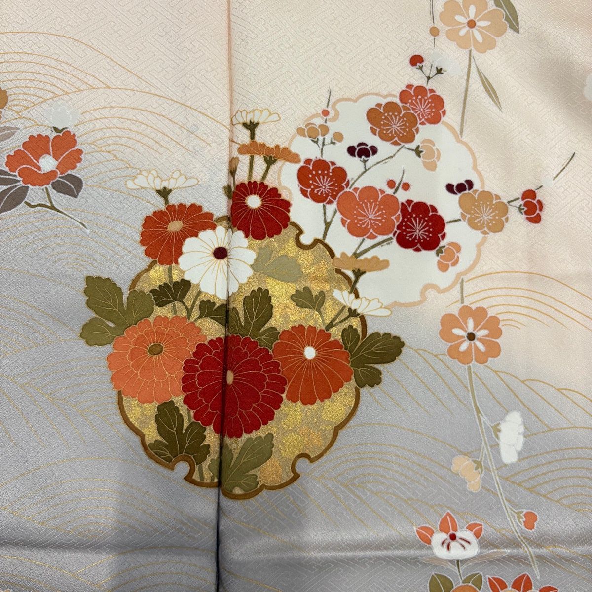 在庫一掃】 訪問着 身丈158.5cm 裄丈63cm S 袷 雪輪 草花 金彩 ぼかし