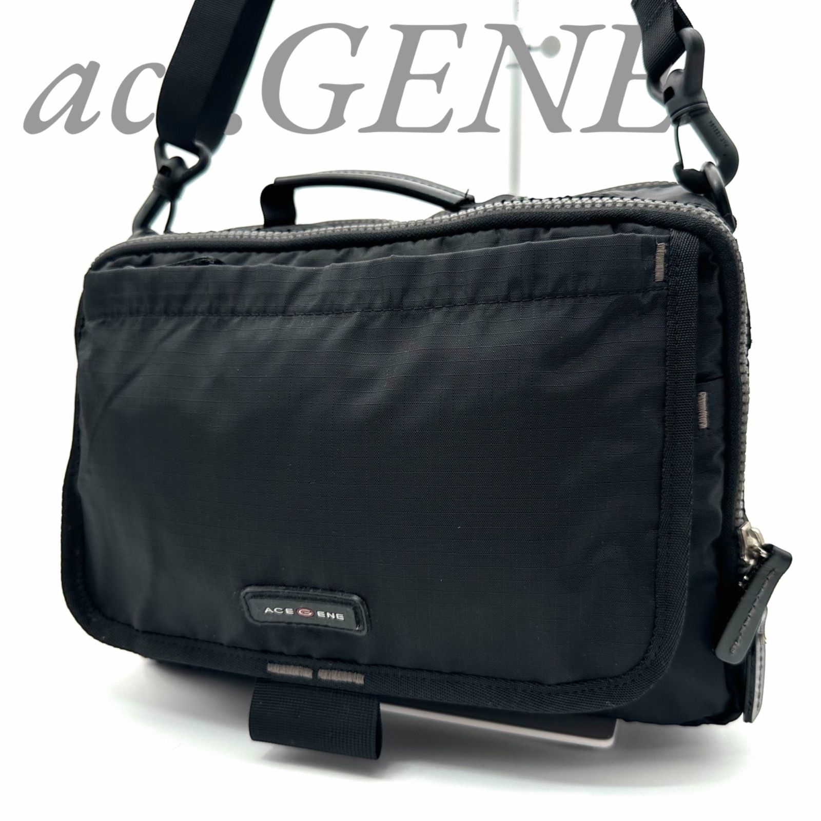 【B5480】 ace.GENE エースジーン ビジネスバッグ 2way ハンドバッグ ショルダーストラップ ナイロン ブラック 斜め掛け