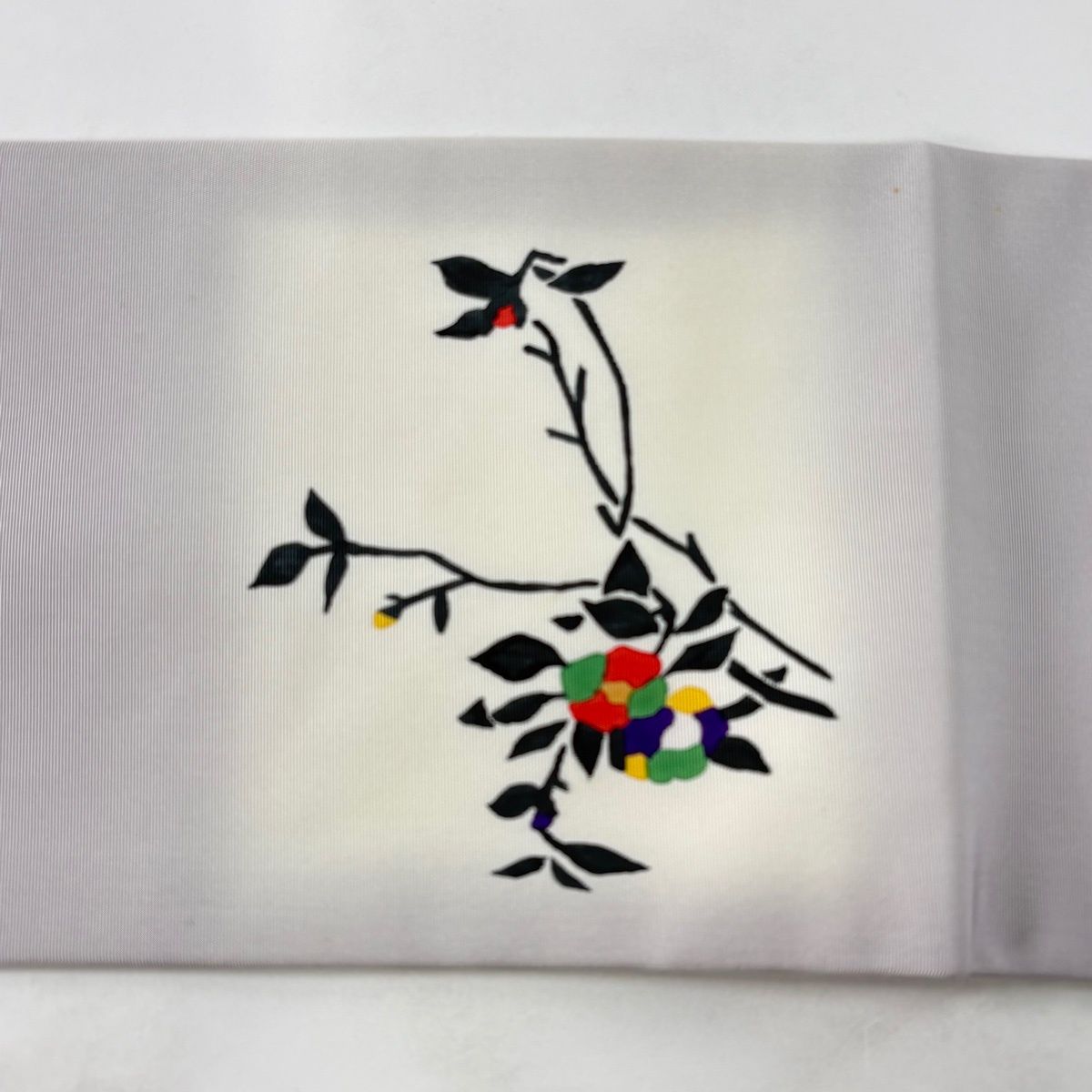 在庫一掃】 名古屋帯 名品 斉藤三才 落款 枝花 ぼかし 薄紫 正絹