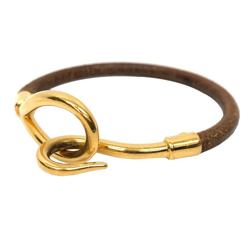 hermes エルメス ジャンボ ブレスレット 金金具 HERMES エルメス ジャンボ ブレスレット 一連 シングル ブラウン