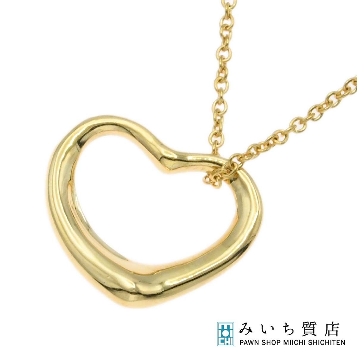 仕上げ済 TIFFANY&Co. ティファニー ネックレス オープンハート 18K 約3.3g ジュエリー ◆ H21237