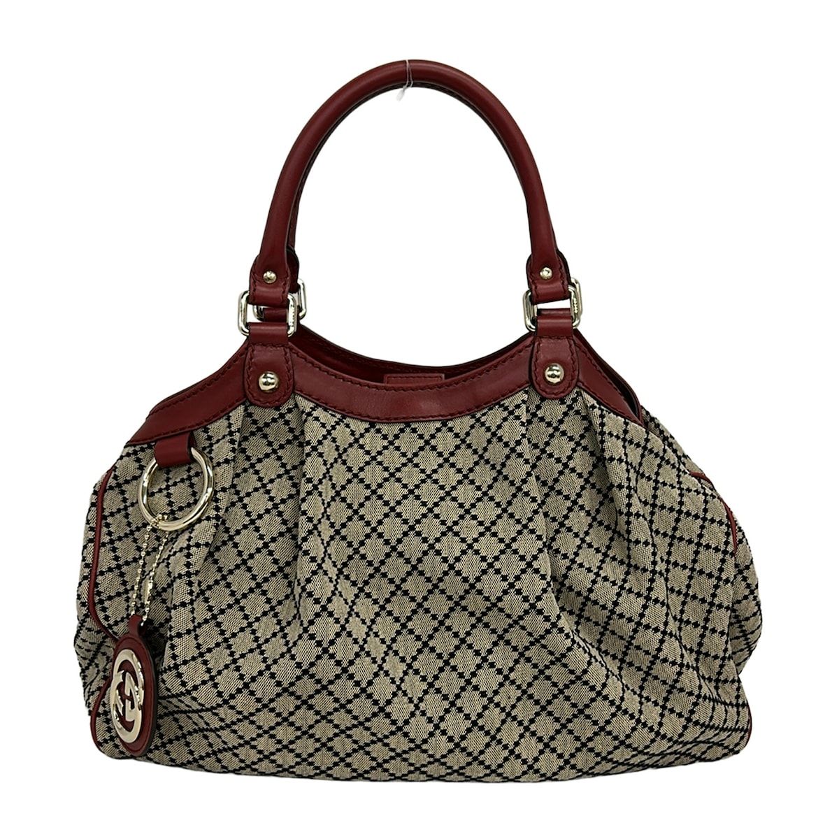 GUCCI(グッチ) トートバッグ スーキー 211944 アイボリー×黒×レッド レザー