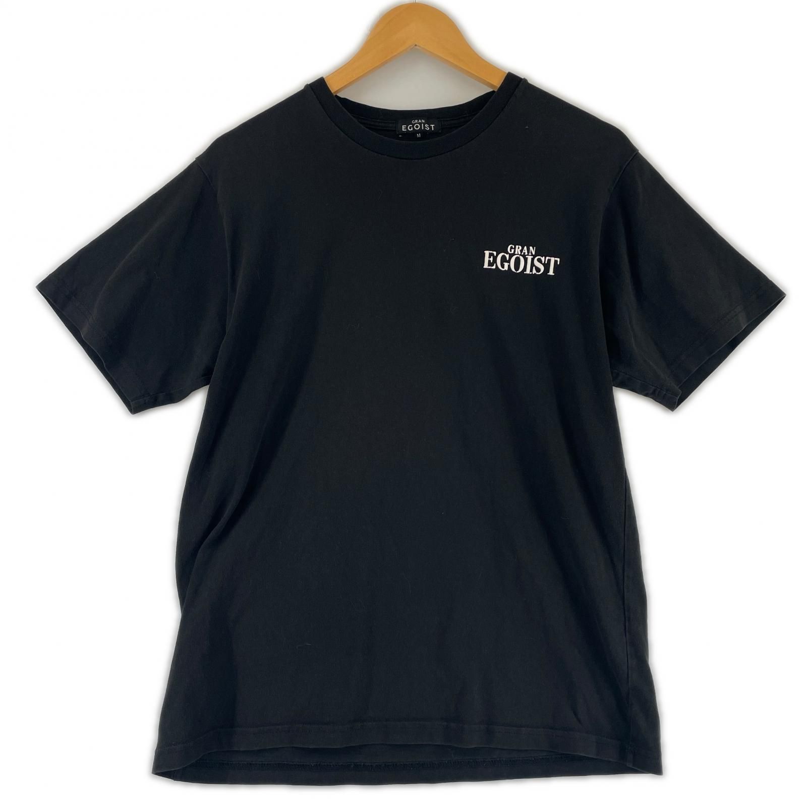 美品 GRAN EGOIST グランエゴイスト バックプリント 春夏 SS 半袖Tシャツ コットン/ポリエステル ブラック ユニセックス M【古着】【中古】【送料無料】