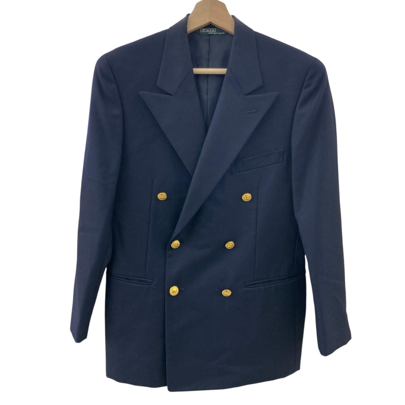 186005 現状品 Polo by Ralph Lauren ポロバイラルフローレン ダブルテーラードジャケット 160cm ネイビー