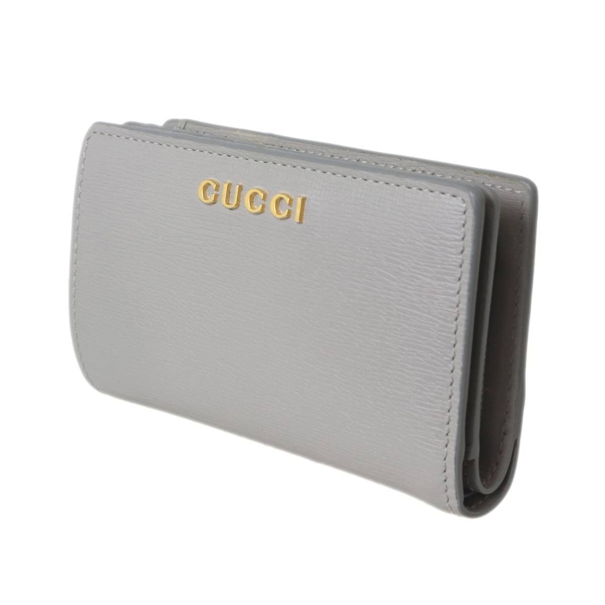GUCCI/グッチ 二つ折り財布 ライトグレー 772640 2149 保存袋、保存箱