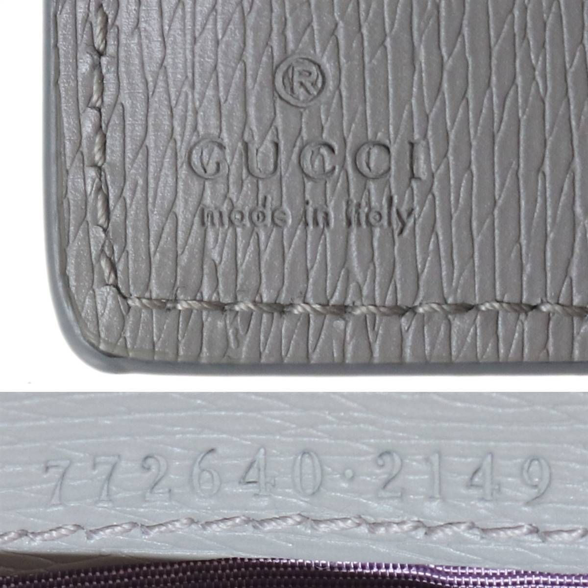 GUCCI/グッチ 二つ折り財布 ライトグレー 772640 2149 保存袋、保存箱