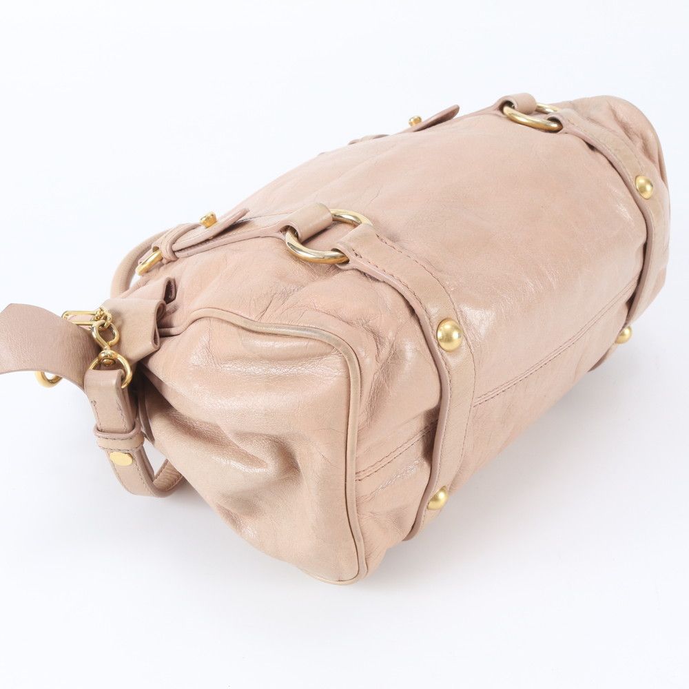 美品 ミュウミュウ ヴィッテロ リュクス リボン レザー 2WAY 