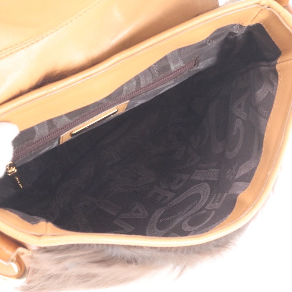 極美品 D&G ドルチェアンドガッバーナ ファー レザー ショルダーバッグ