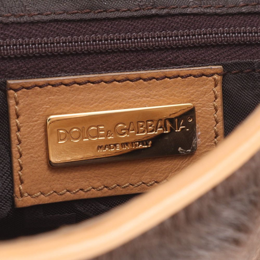 極美品 D&G ドルチェアンドガッバーナ ファー レザー ショルダーバッグ 