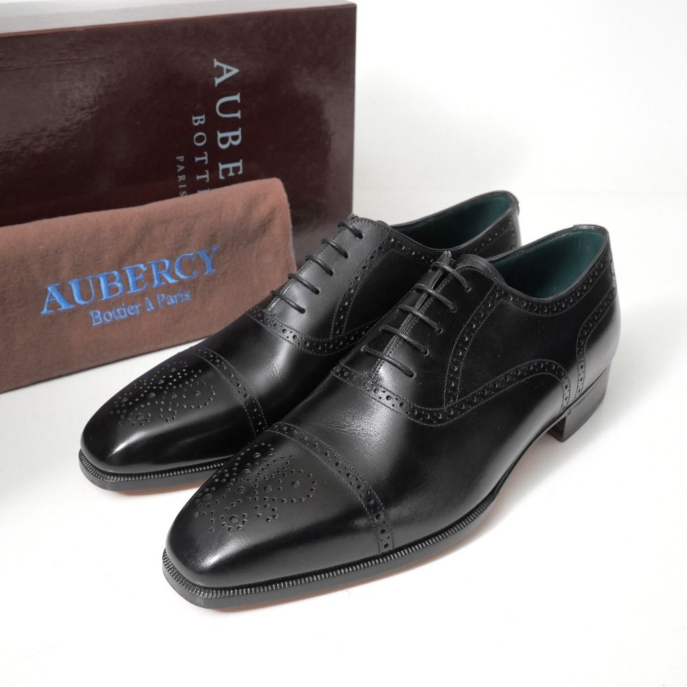 ■美品■AUBERCY オーベルシー SACHA ドレスシューズ サイズ7 1/2 セミブローグ ブラック レザー ブランド古着【中古】20260518/RA9396 □美品□AUBERCY オーベルシー SACHA ドレスシューズ サイズ7 1/2