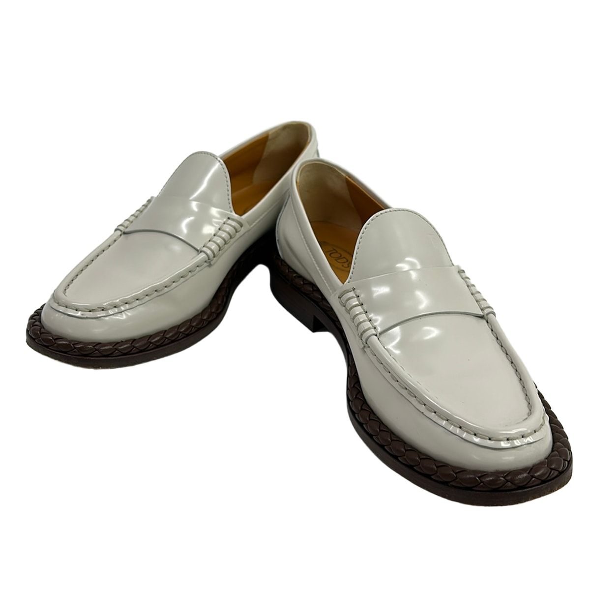 TOD'S(トッズ) ローファー 36 1/2 レディース - 白×ダークブラウン