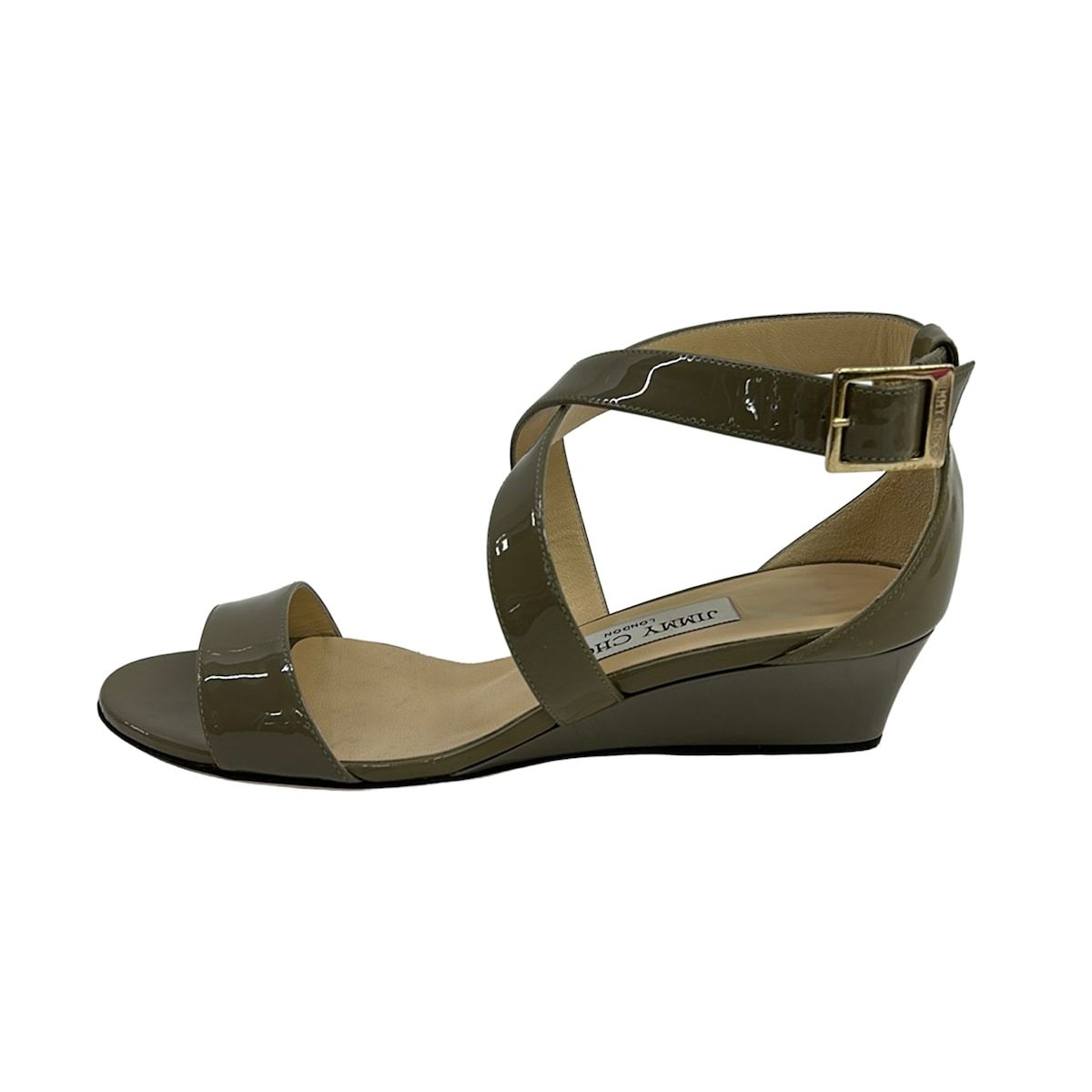 ジミーチュウ 36 1/2 スエード パンプス ポインテッドトゥ ウエッジソール JIMMY CHOO(ジミーチュウ) パンプス 36 1/2 レディース - カーキ