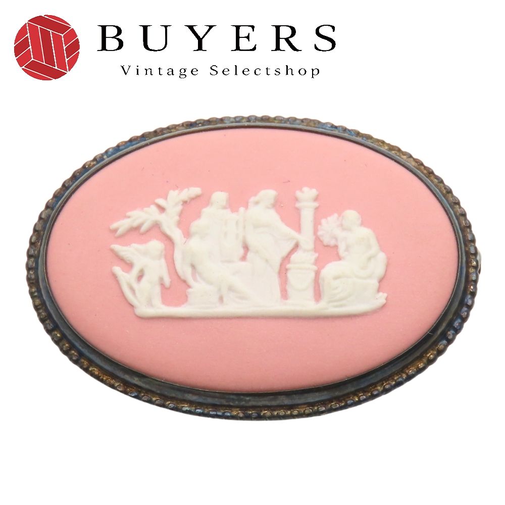 【中古】 ウェッジウッド ブローチ ジャスパー メタル ピンク アクセサリー レディース 女性 Wedgwood