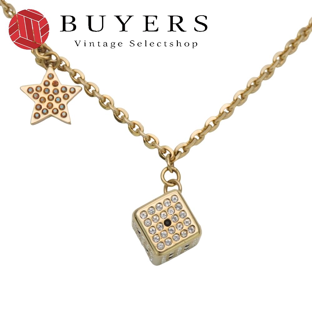 【中古】 スワロフスキー ネックレス サイコロ メタル スワロフスキー ゴールド ダイス スター アクセサリー レディース 女性 SWAROVSKI