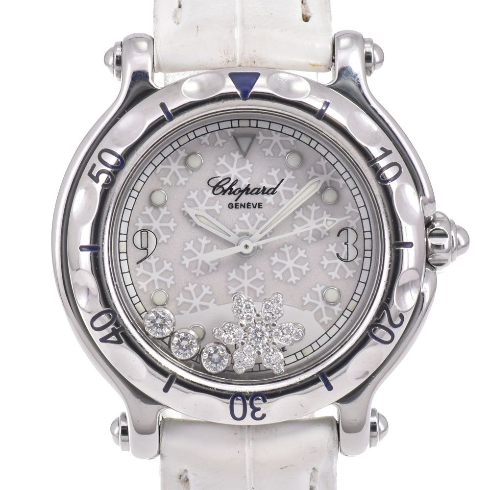値下 ショパール Chopard 27/8245-21 ハッピースポーツ スノーフレーク 3P ダイヤ クォーツ レディース 良品 I#145028