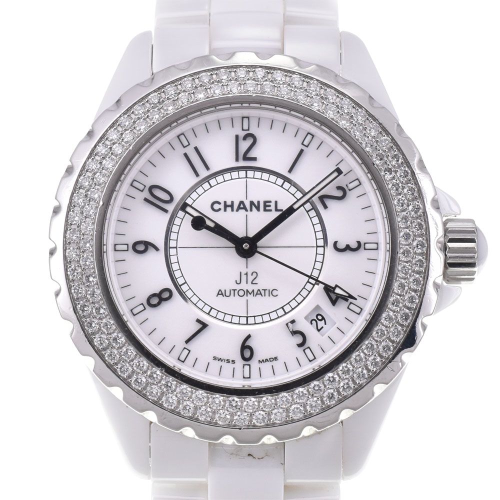 値下 シャネル CHANEL H0969 J12 ダイヤモンドベゼル デイト 自動巻き メンズ I#145134