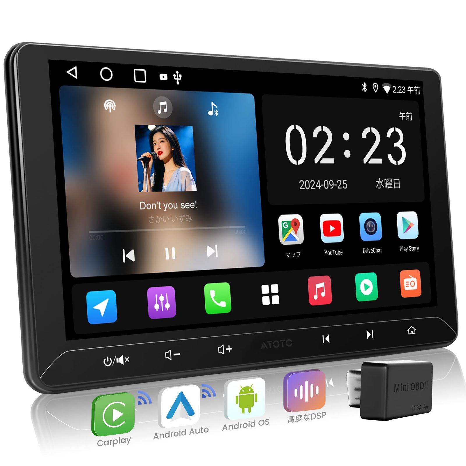 A5L 10.1インチ Androidナビ ディスプレイオーディオ 2DIN、ワイヤレス