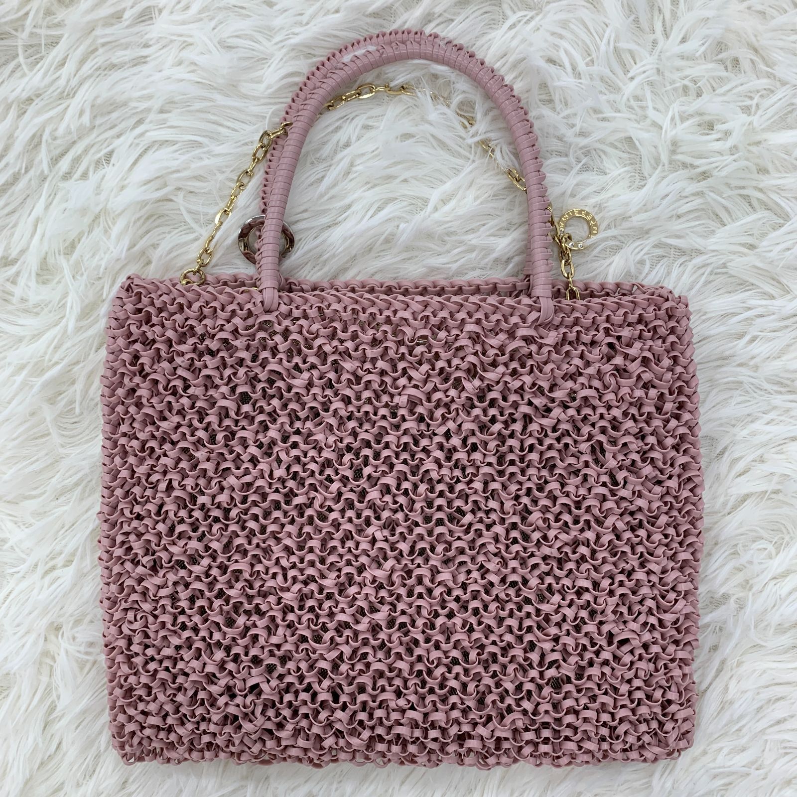美品！ANTEPRIMA ワイヤーバッグ／ ピンク ハンドバッグ インナー 