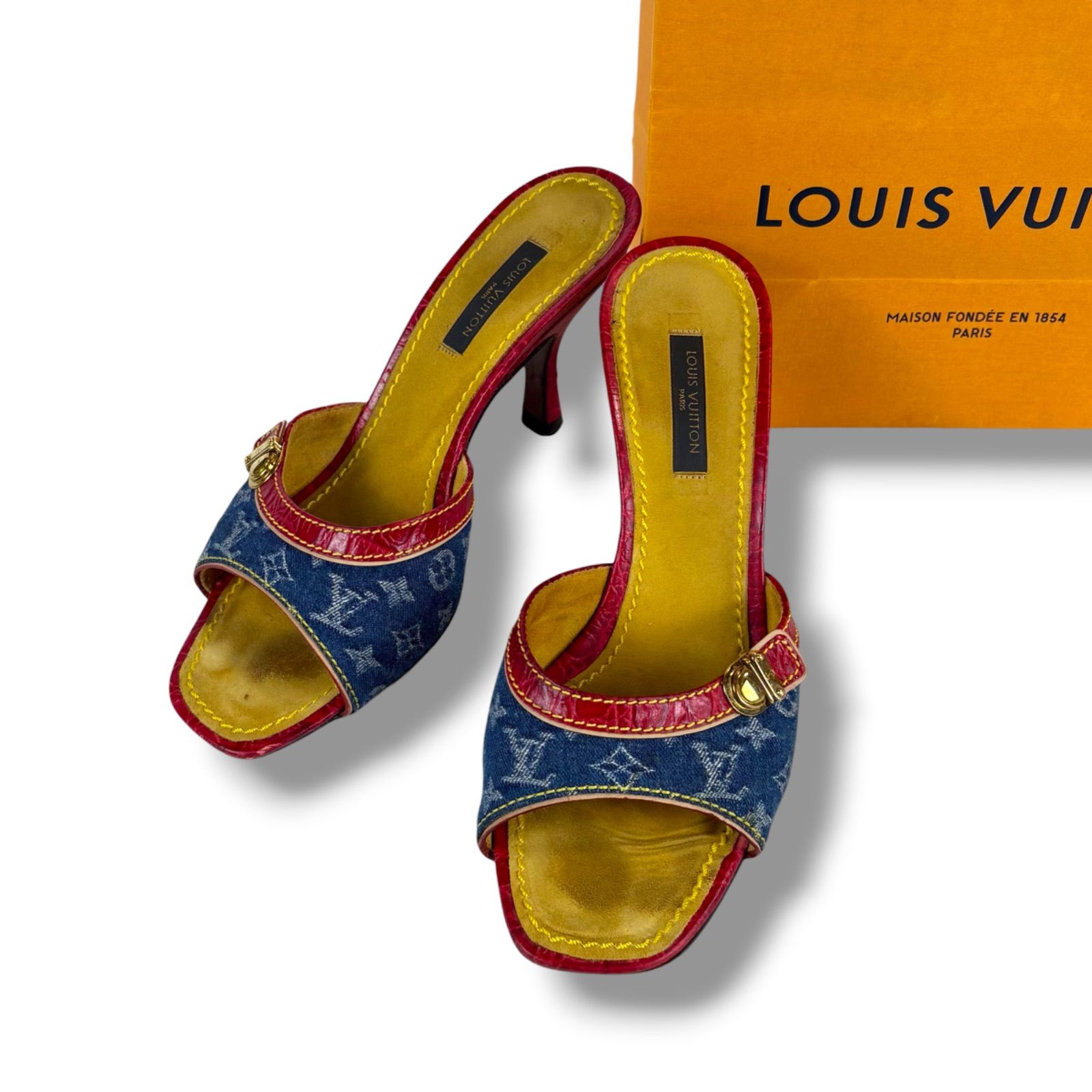 ルイヴィトン LOUIS VUITTON デニムキャンバス サンダル ミュール