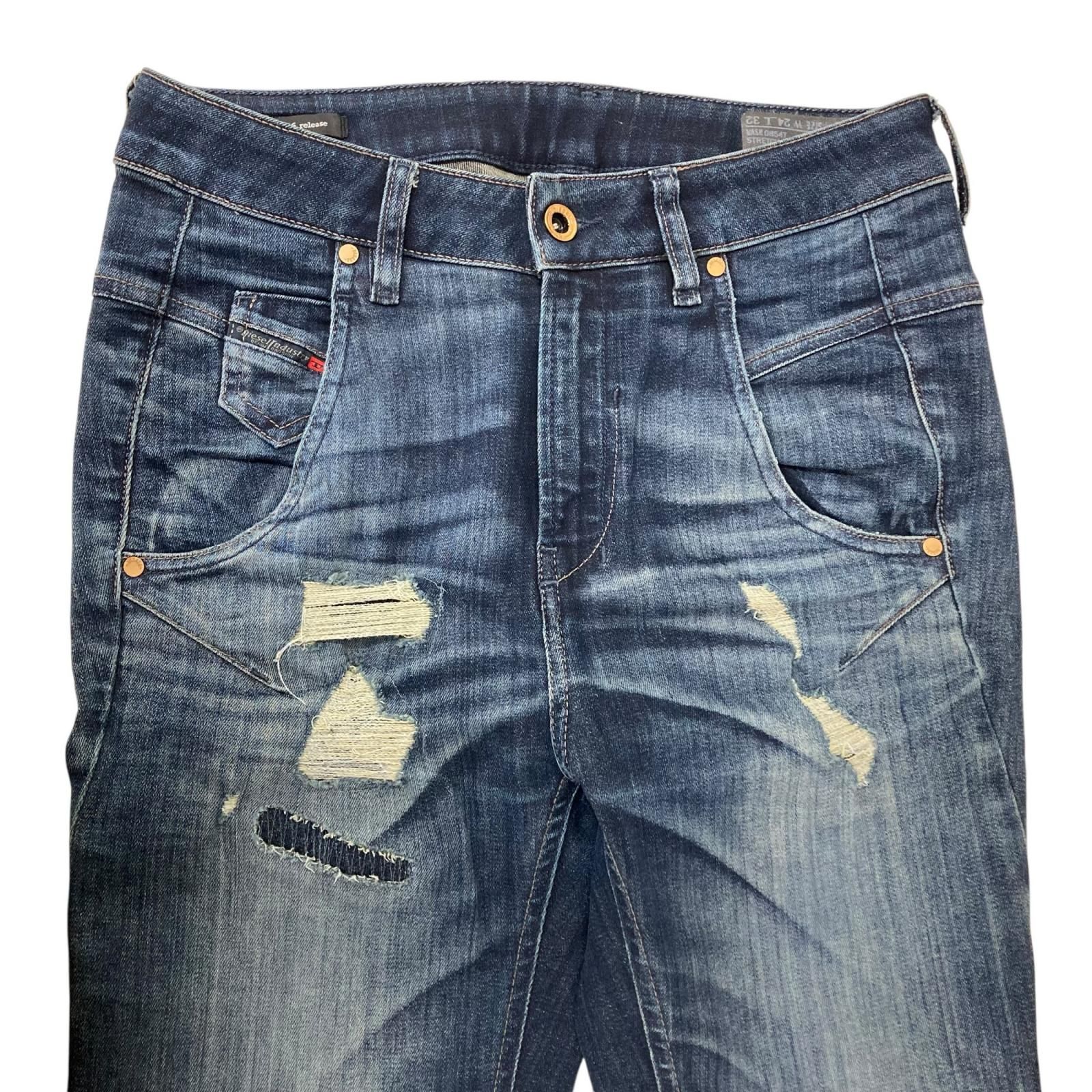 199990 DIESEL ディーゼル Size24 ダメージ加工　デニム　ストレッチ WASH0854T STRETCH ネイビー レディース