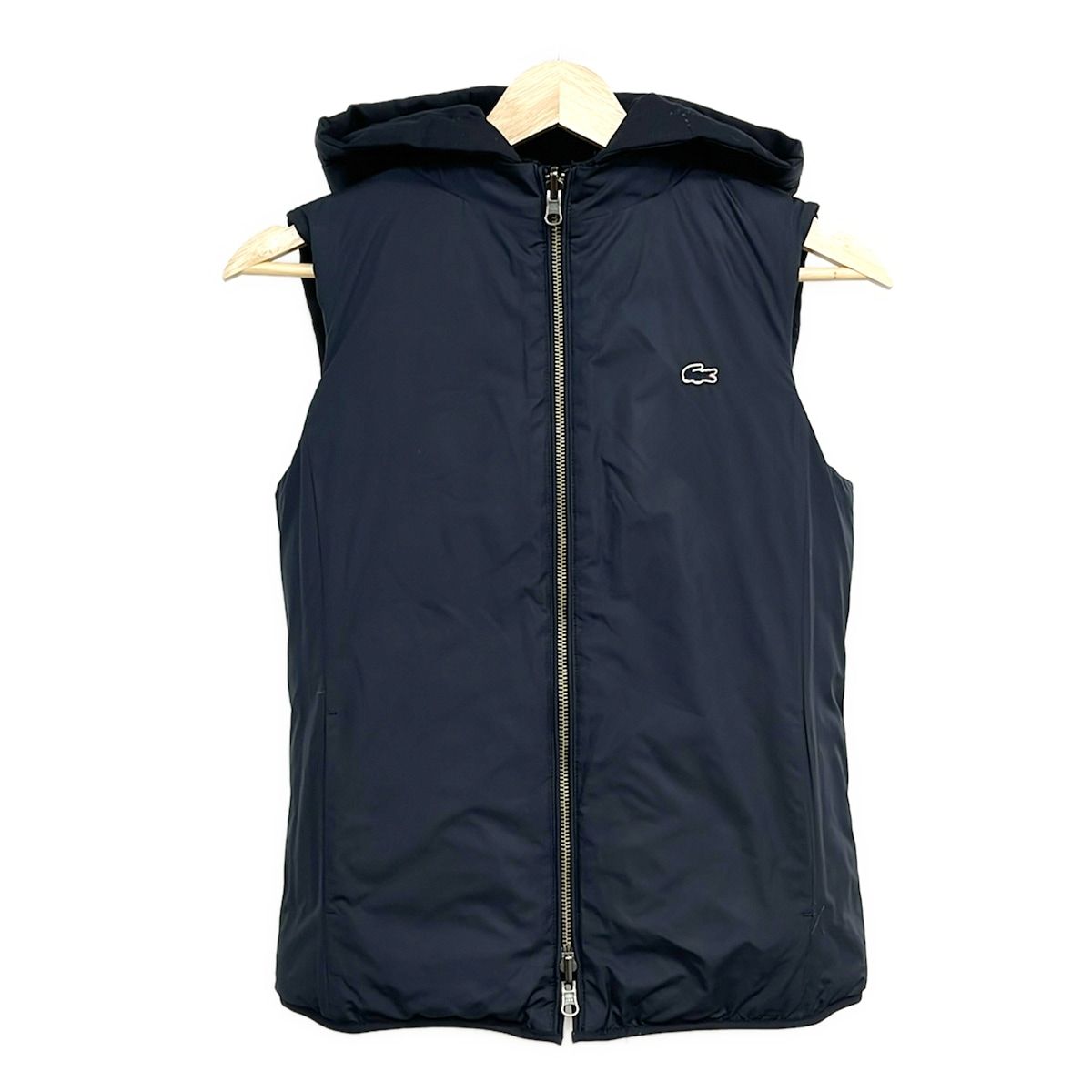 Lacoste(ラコステ) ダウンベスト サイズ34 S レディース - ダークネイビー 冬/秋/リバーシブル