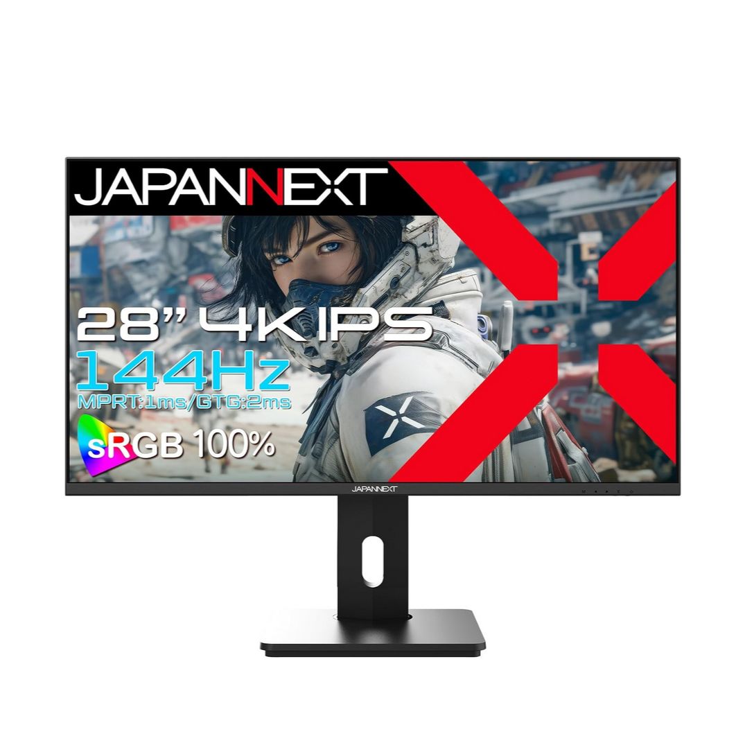 JAPANNEXT 28インチ IPSパネル搭載 144Hz/1ms(MPRT)対応 4K(3840x2160)解像度 ゲーミングモニター JN-IPS28G144U-HSPC6
