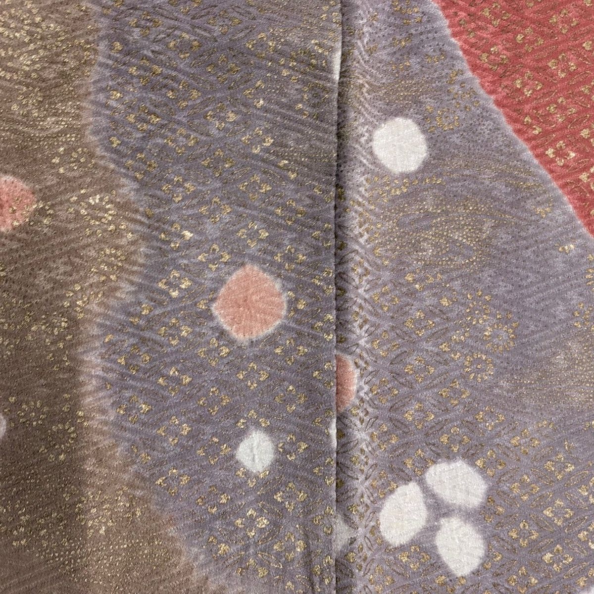 在庫一掃】 訪問着 身丈161.5cm 裄丈67cm M 袷 花 七宝 絞り 金彩
