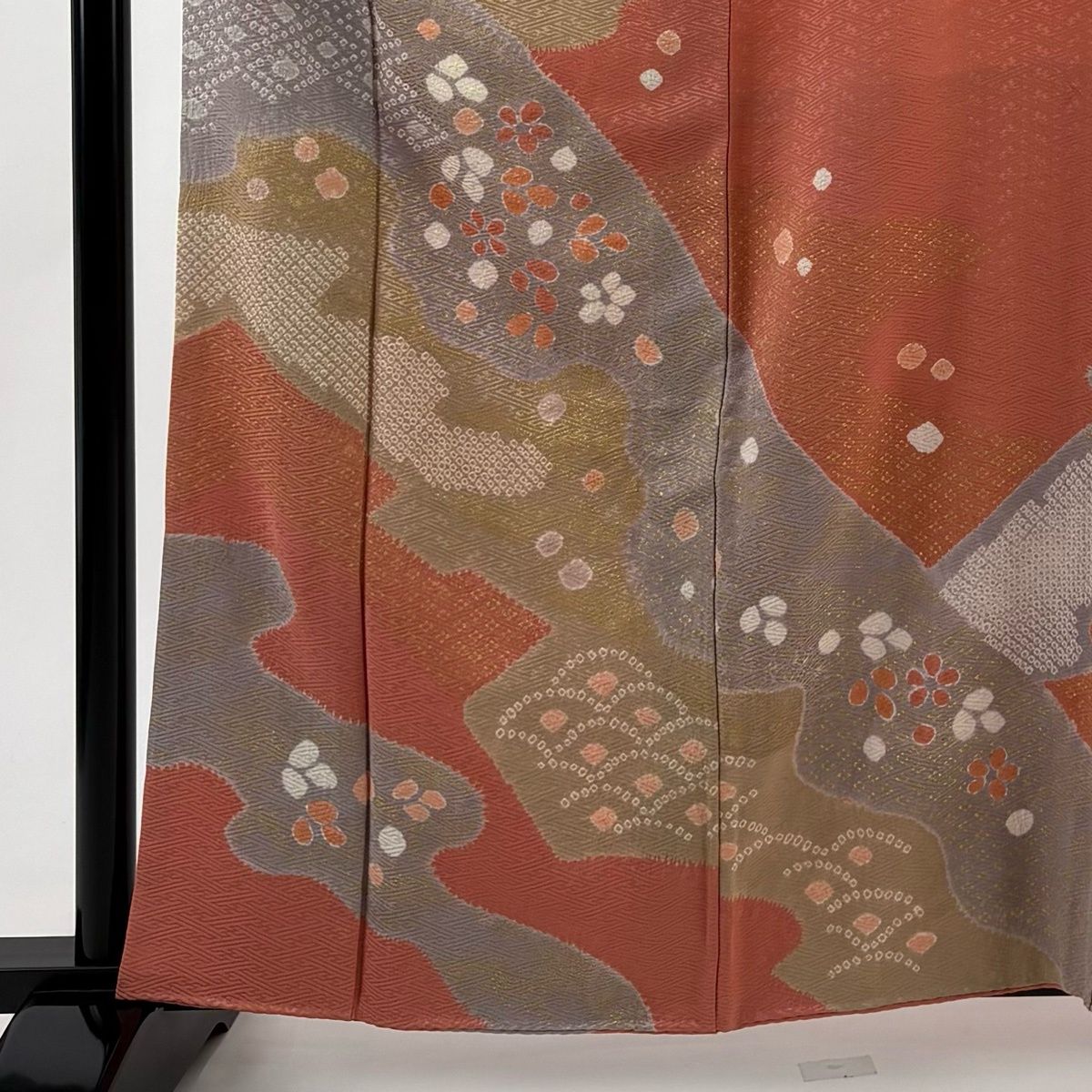 在庫一掃】 訪問着 身丈161.5cm 裄丈67cm M 袷 花 七宝 絞り 金彩