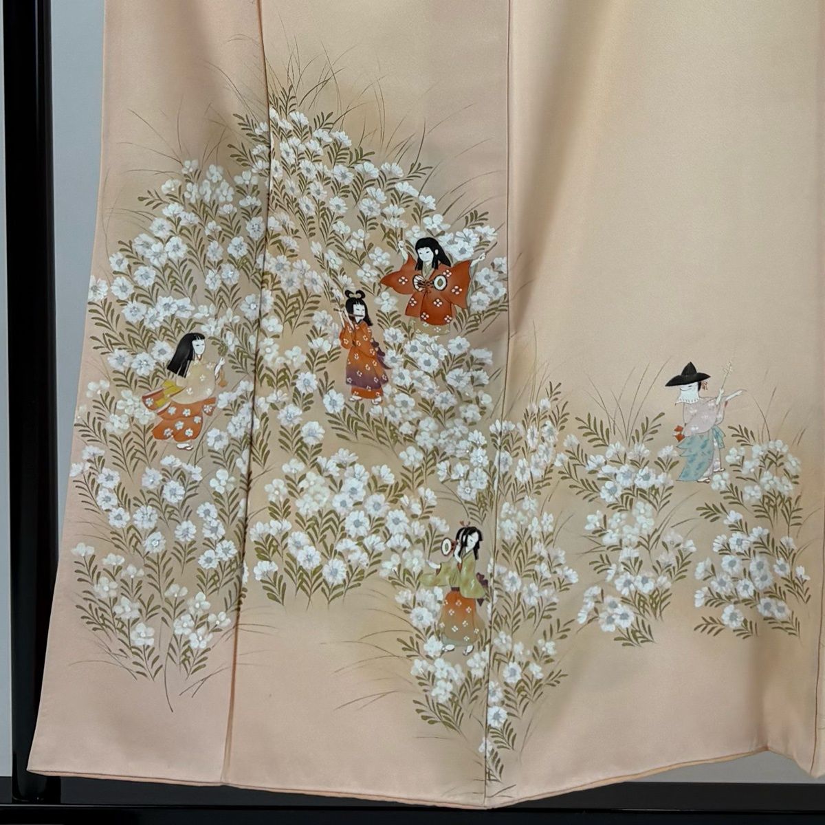 在庫一掃】 訪問着 身丈154cm 裄丈66cm M 袷 童 草花 金銀彩 薄