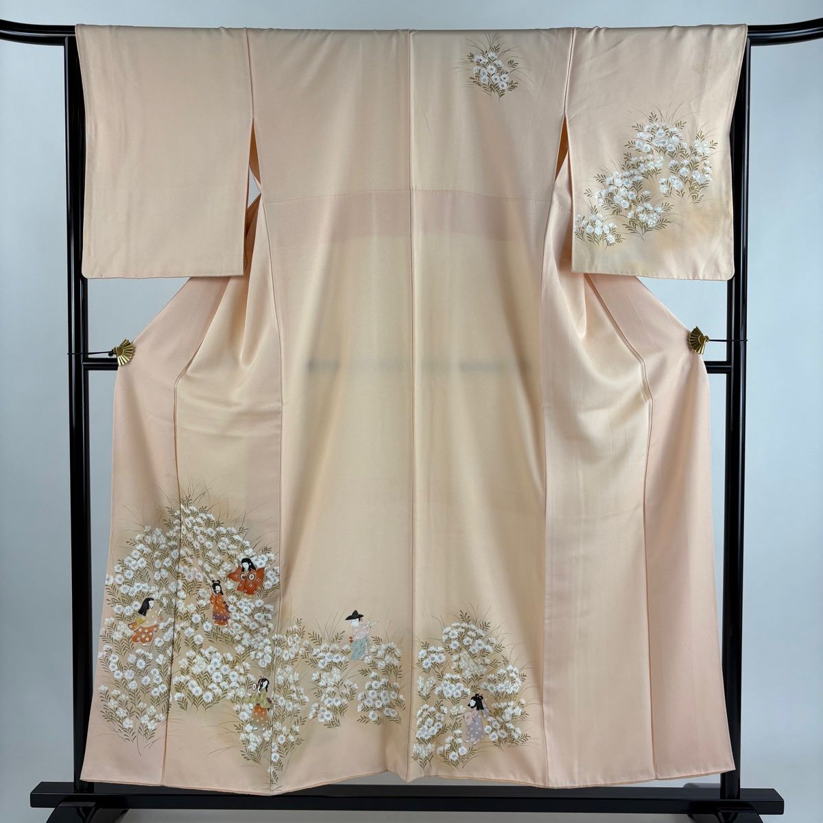 在庫一掃】 訪問着 身丈154cm 裄丈66cm M 袷 童 草花 金銀彩 薄