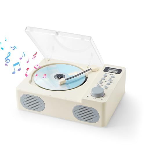 G keni CDプレーヤー ラジカセ 多機能CDプレイヤー FMラジオ/USB/AUX対応 スピーカー内蔵 卓上置き ポータブル メモリ機能付き 語学学習/音楽鑑賞/胎児教育/ヨガ/ストレス解消 防塵カバー付き 充電ポート プレゼント ホワ f0b4063e