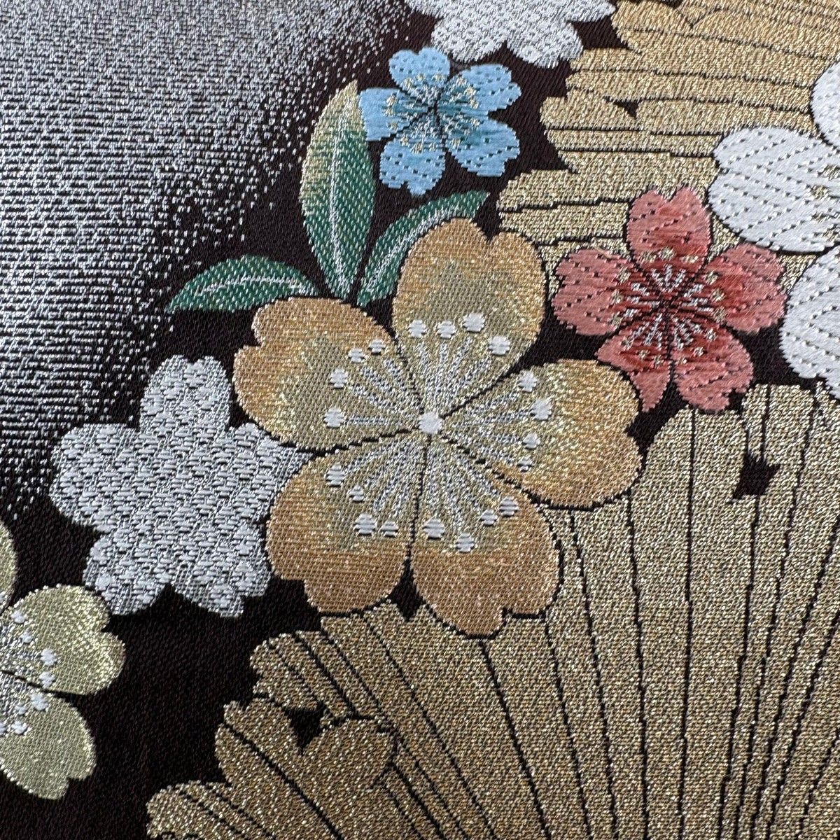 在庫一掃】 【美品】 袋帯 秀品 振袖向き 桜 シルエット 箔 金糸 茶色