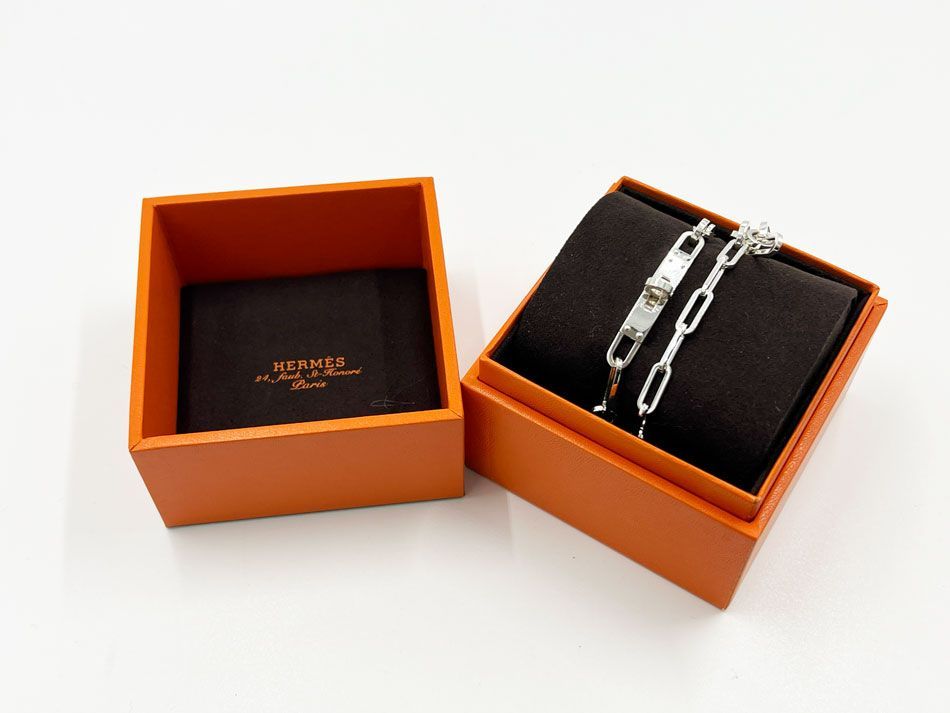 HERMES エルメス ブレスレット ケリー シェーヌ ドゥブルトゥール ダブルチェーン AG925 シルバー サイズ：14 2025年4月購入 証明書 超美品