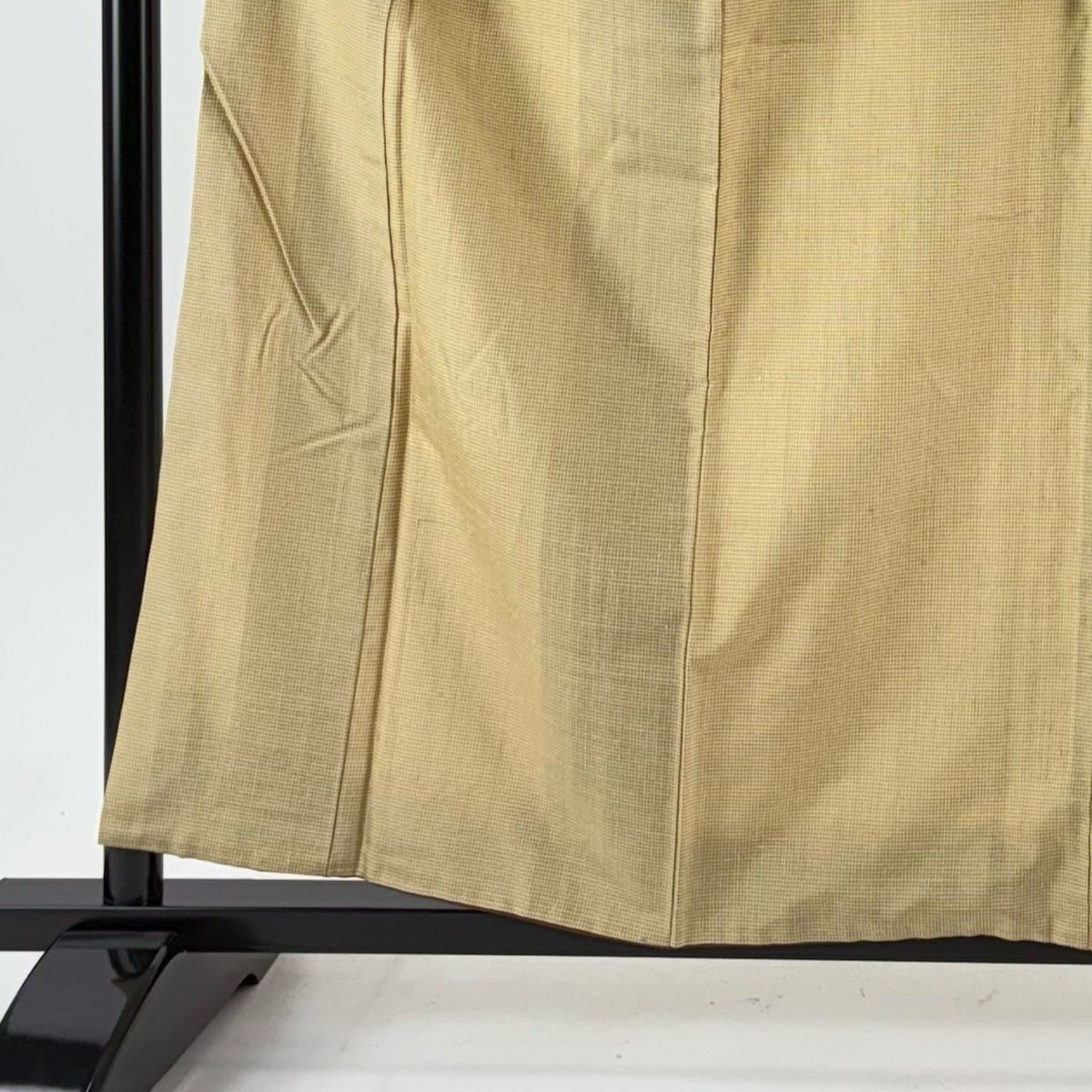 在庫一掃】 紬 身丈158cm 裄丈62.5cm S 袷 格子 ベージュ 正絹 秀品